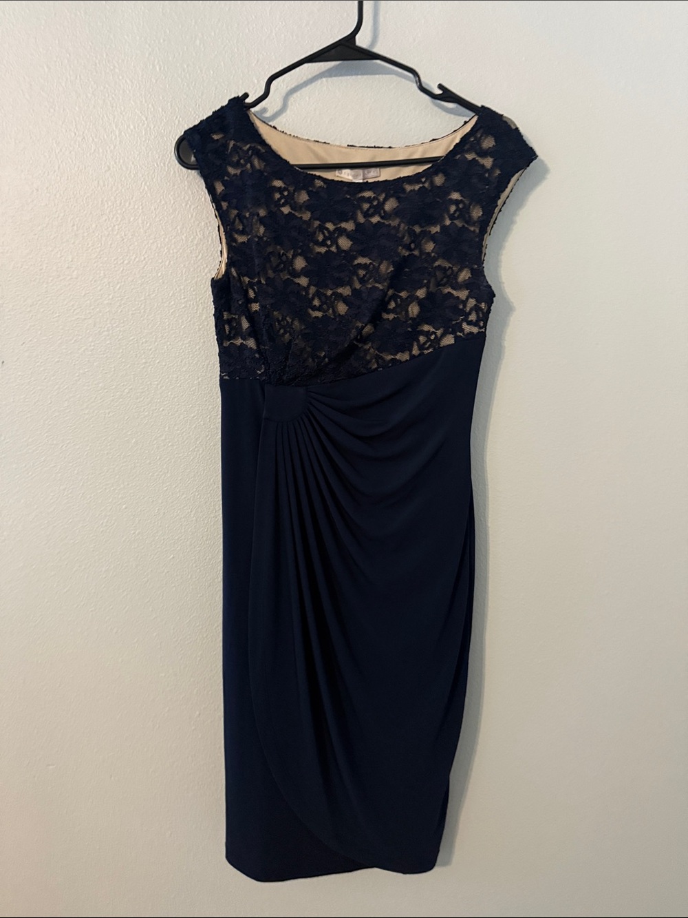 Signature Sadie Navy Lace-Top Midi Dress